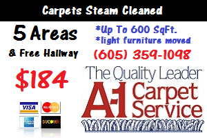 5 Room Carpet Steam Cleaned A-1 Carpet Service Sioux Falls, SD