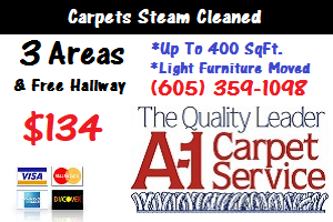 3 Room Coupon Carpet Steam Cleaned A-1 Carpet Service Sioux Falls, SD