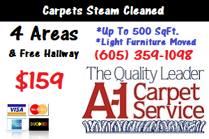 4 Room Coupon Carpet Steam Cleaned A-1 Carpet Service Sioux Falls, SD